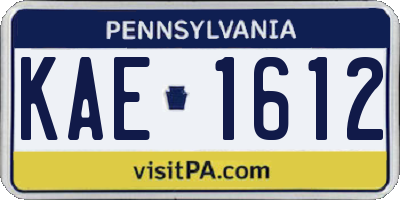 PA license plate KAE1612
