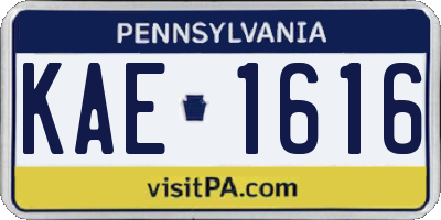 PA license plate KAE1616