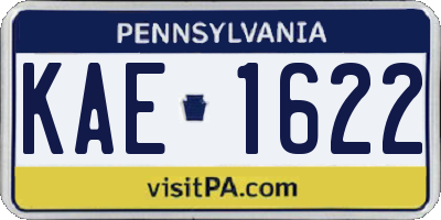 PA license plate KAE1622