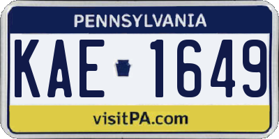 PA license plate KAE1649