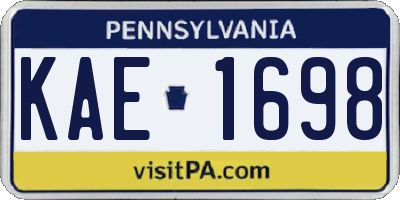 PA license plate KAE1698
