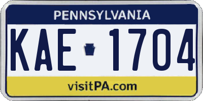 PA license plate KAE1704