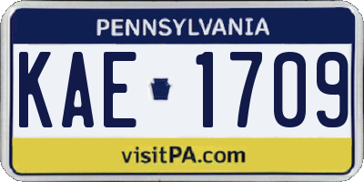 PA license plate KAE1709