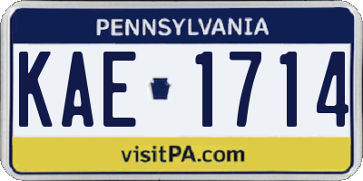 PA license plate KAE1714