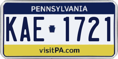 PA license plate KAE1721