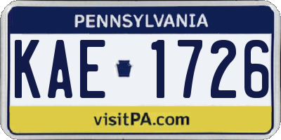 PA license plate KAE1726