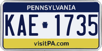 PA license plate KAE1735