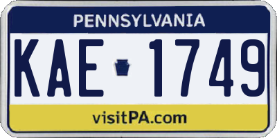 PA license plate KAE1749