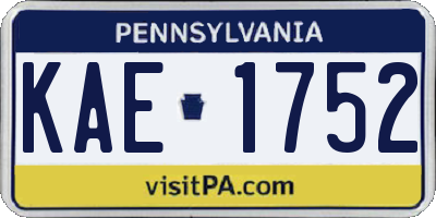 PA license plate KAE1752