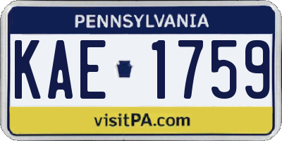 PA license plate KAE1759