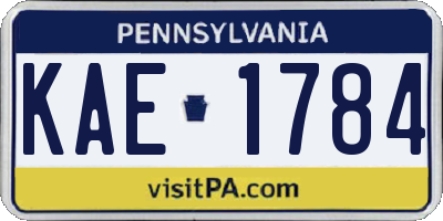 PA license plate KAE1784