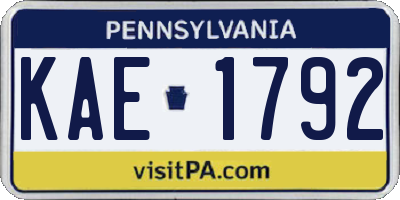 PA license plate KAE1792