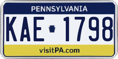 PA license plate KAE1798