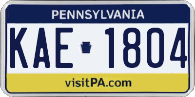 PA license plate KAE1804