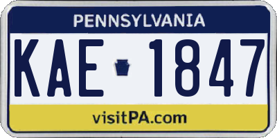 PA license plate KAE1847
