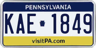 PA license plate KAE1849