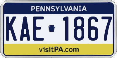 PA license plate KAE1867