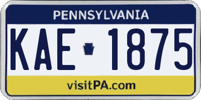 PA license plate KAE1875
