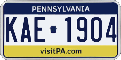 PA license plate KAE1904
