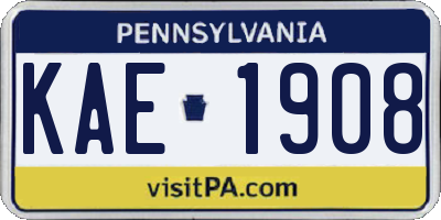 PA license plate KAE1908