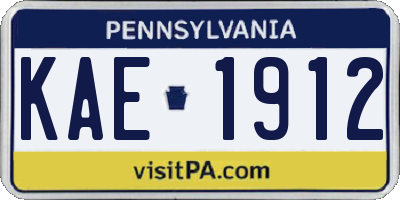 PA license plate KAE1912