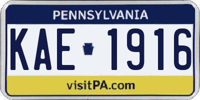 PA license plate KAE1916