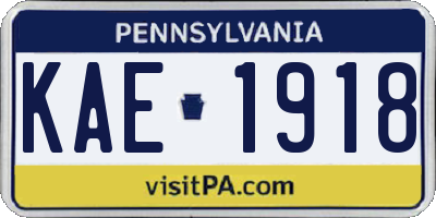 PA license plate KAE1918