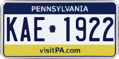 PA license plate KAE1922