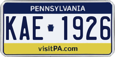 PA license plate KAE1926