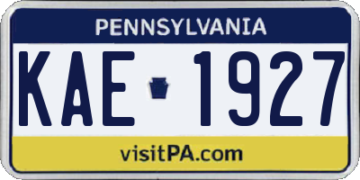 PA license plate KAE1927