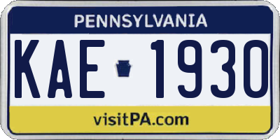 PA license plate KAE1930