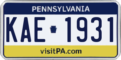 PA license plate KAE1931
