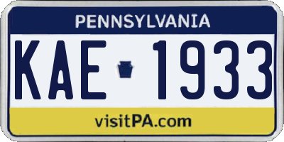 PA license plate KAE1933
