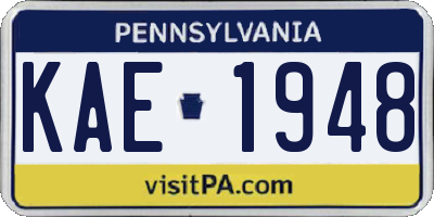 PA license plate KAE1948