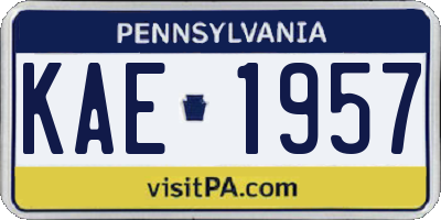 PA license plate KAE1957