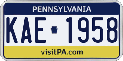 PA license plate KAE1958