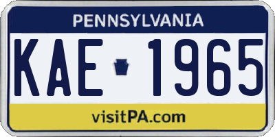 PA license plate KAE1965