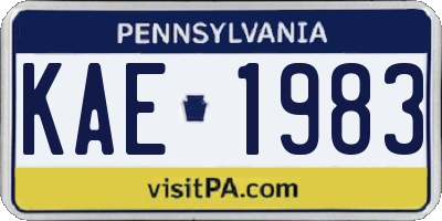 PA license plate KAE1983