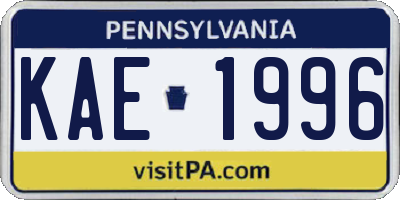 PA license plate KAE1996