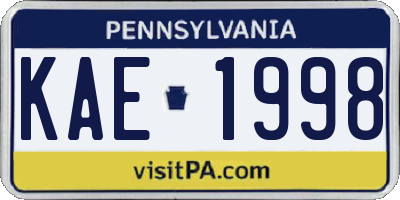PA license plate KAE1998