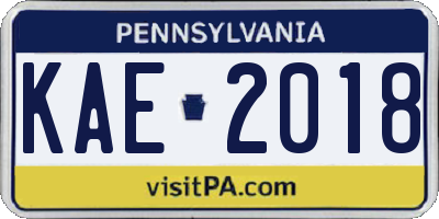 PA license plate KAE2018