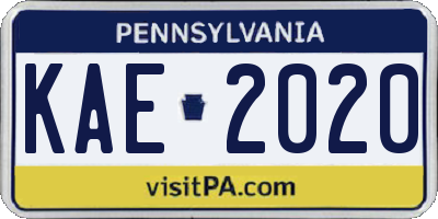 PA license plate KAE2020