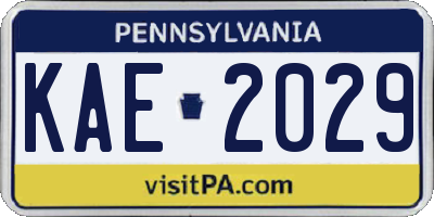 PA license plate KAE2029