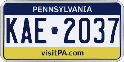 PA license plate KAE2037