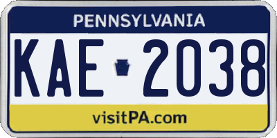 PA license plate KAE2038