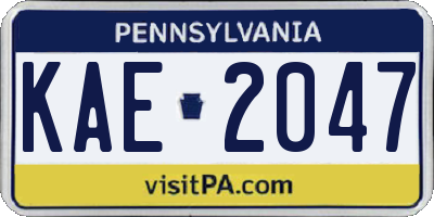 PA license plate KAE2047