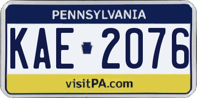 PA license plate KAE2076