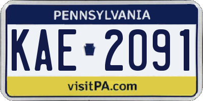 PA license plate KAE2091