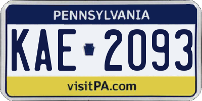 PA license plate KAE2093