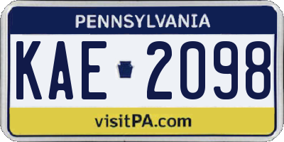 PA license plate KAE2098